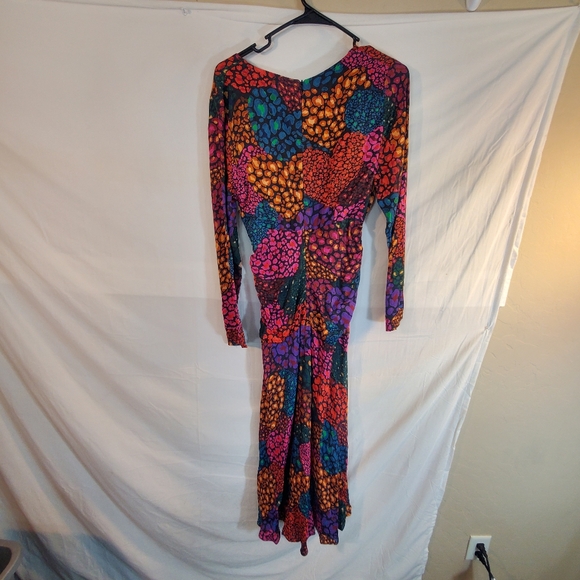Farm Rio Women's Size Small Rainbow Hearts Viscose Midi Dress New with Tags - Picture 4 of 7